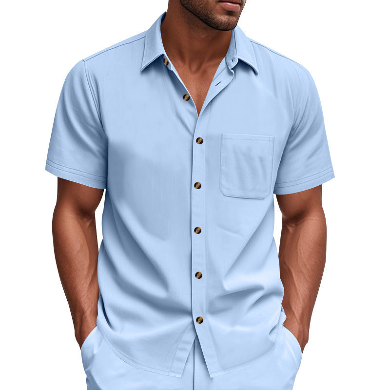 Herren Kurzarmhemd – Einfarbig, Slim Fit