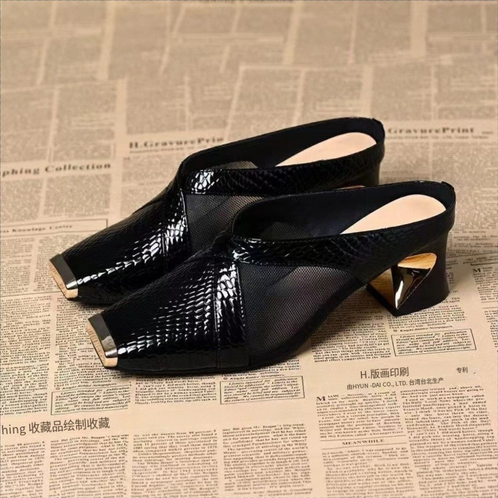 Vielseitige Mesh-Sandalen mit eckiger Zehenpartie – Bild 4 | LuxeStyle