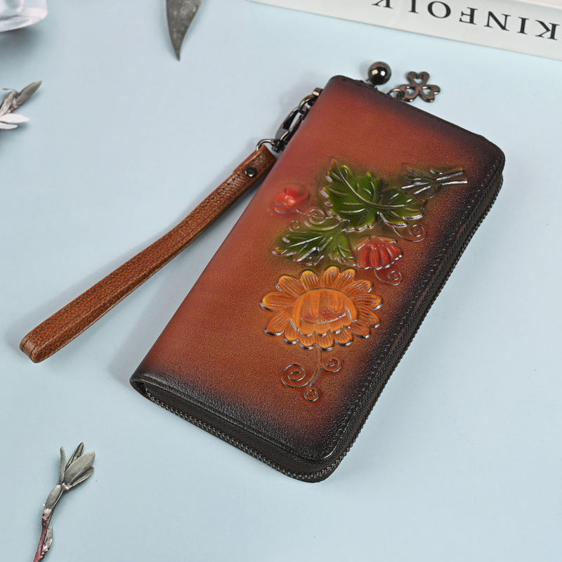 Handtasche mit Prägung, Flurblumen-Innenfutter – Bild 4 | LuxeStyle