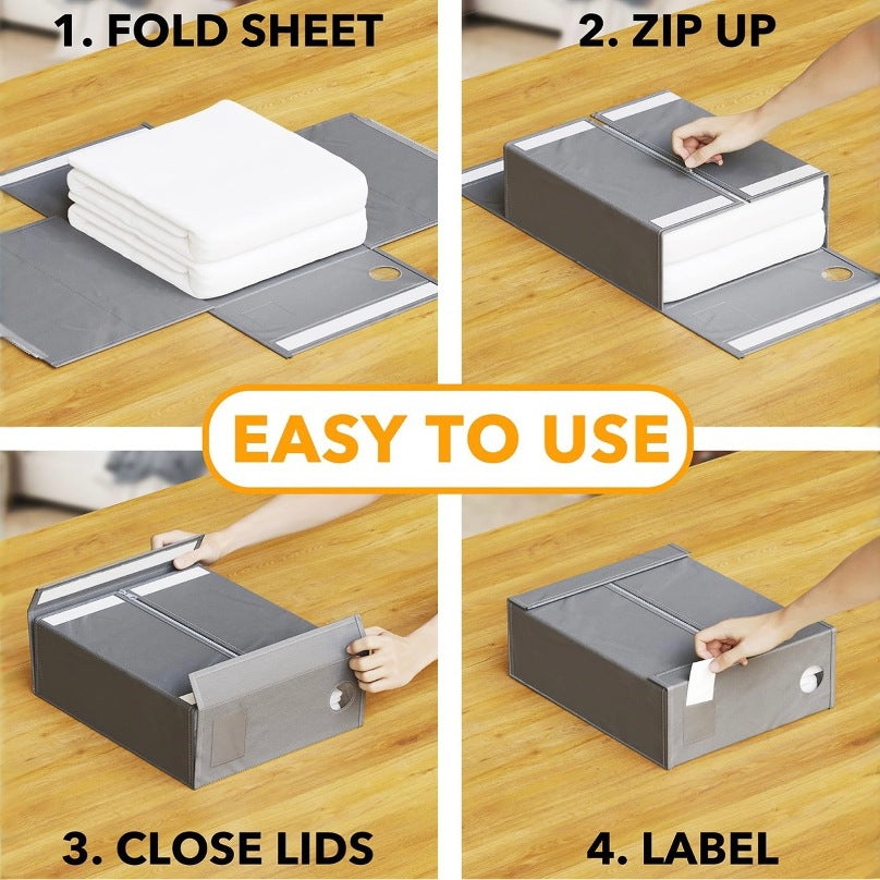 Faltbare Aufbewahrungsbox für Bettwäsche (4er-Set)
