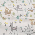 Baumwollstoff mit Cartoon Eichhörnchen & Hirsch | LuxeStyle