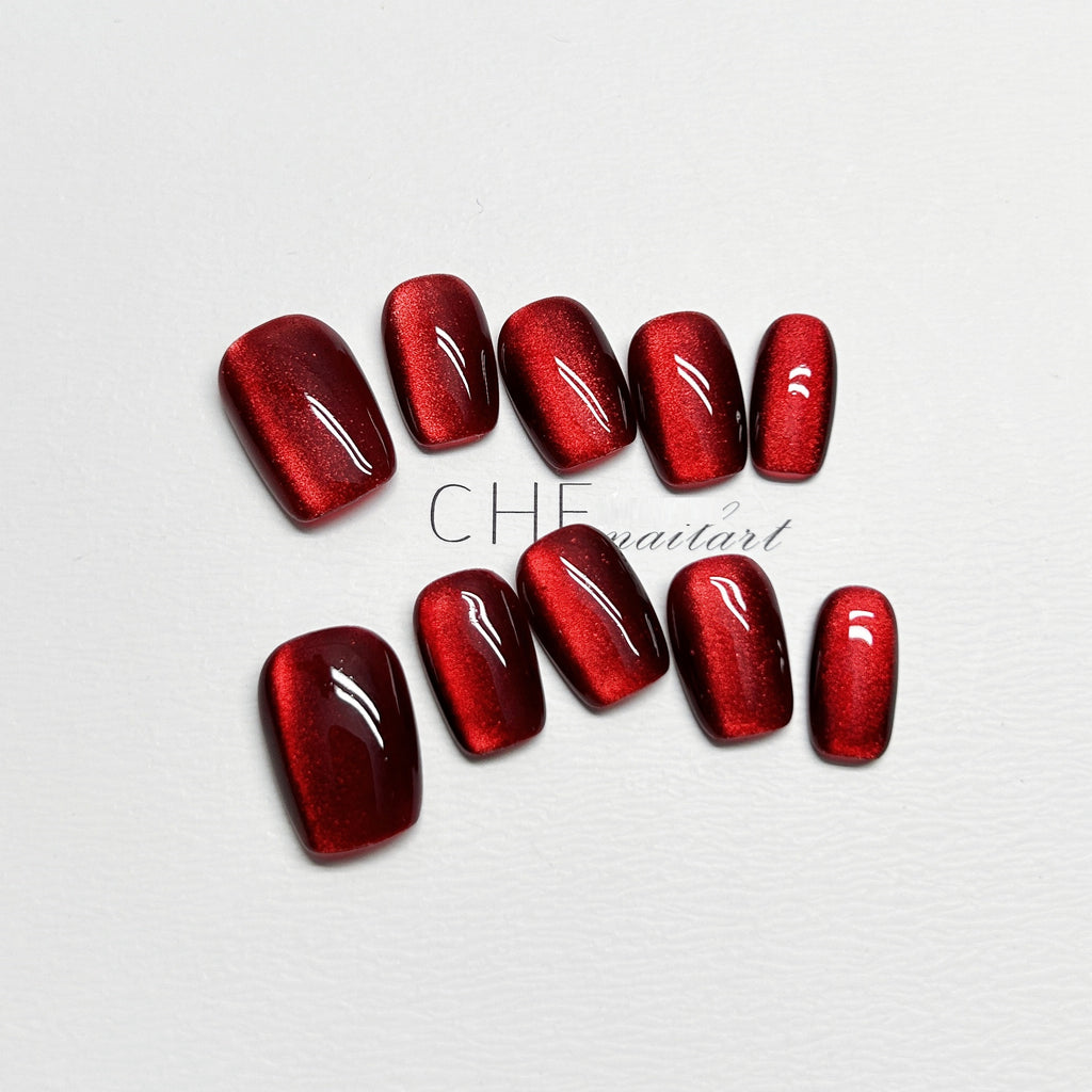 Weinroter Cat Eye Nagelsticker – Bild 6 | LuxeStyle