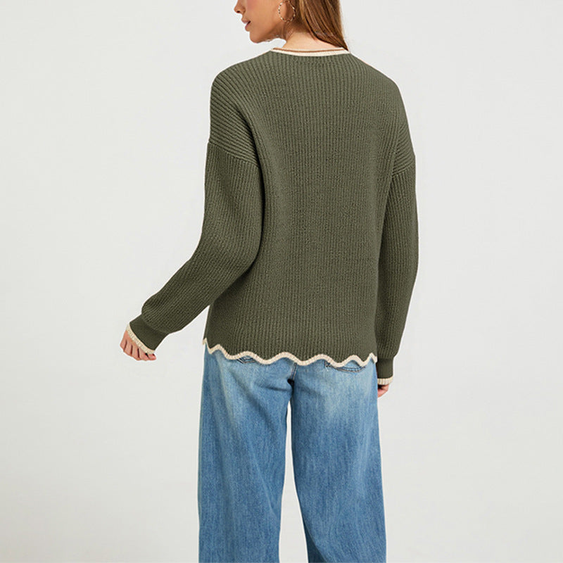 Vielseitiger Rundhals-Strickpullover für Damen