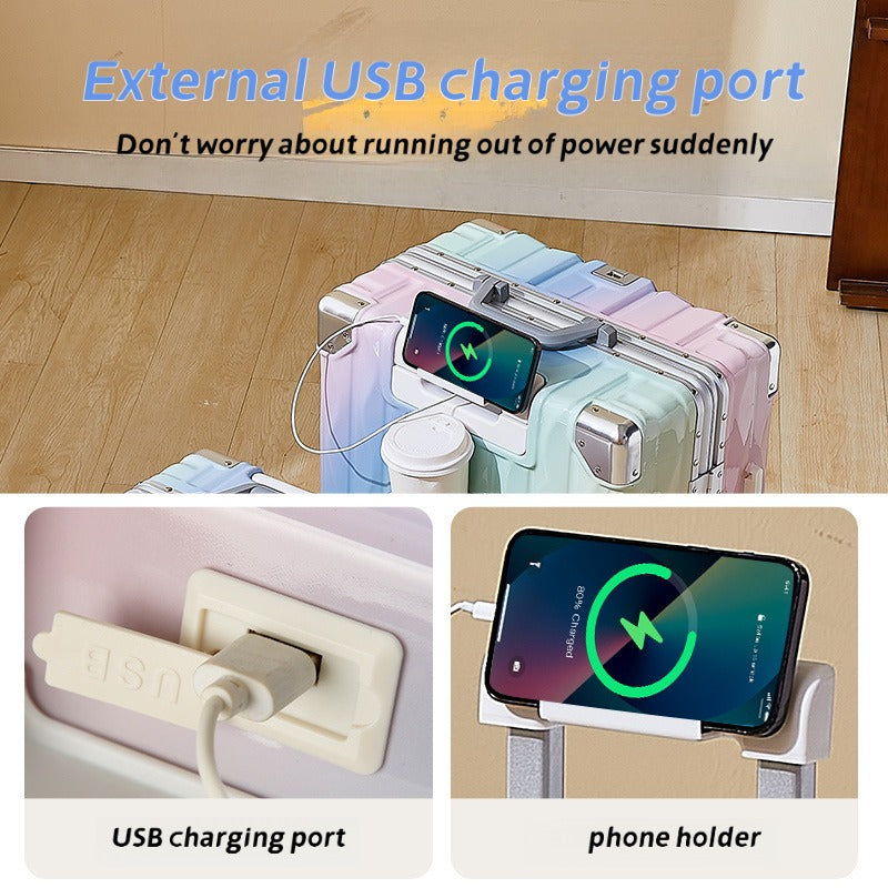 Aluminium-Koffer mit Rahmen, Becherhalter & USB
