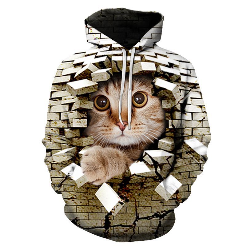 Hoodie mit 3D Digital Katzen-Print für Paare