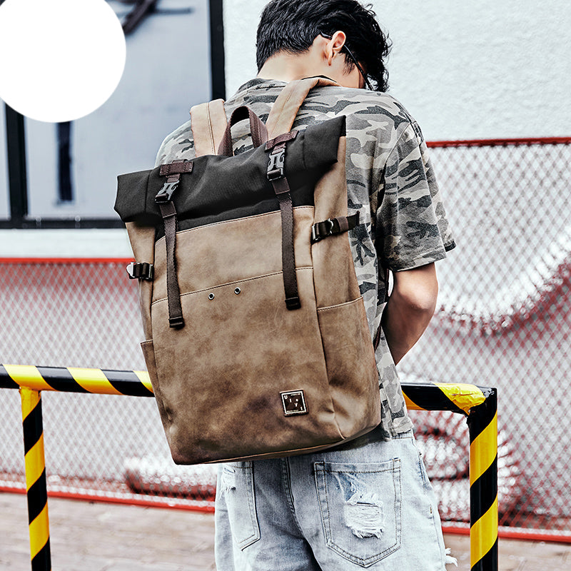 Reiserucksack vertikal quadratisch, braun-grau | LuxeStyle