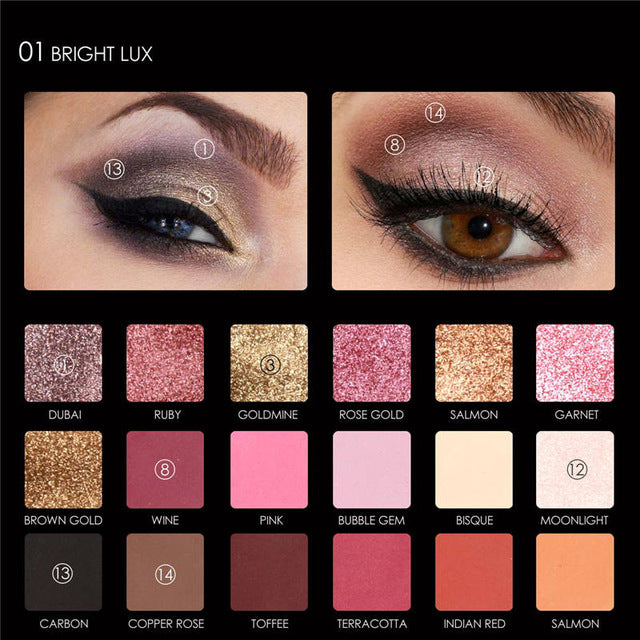 Lidschatten-Palette 18 Farben Erdtöne Sonnenuntergang – Bild 2 | LuxeStyle