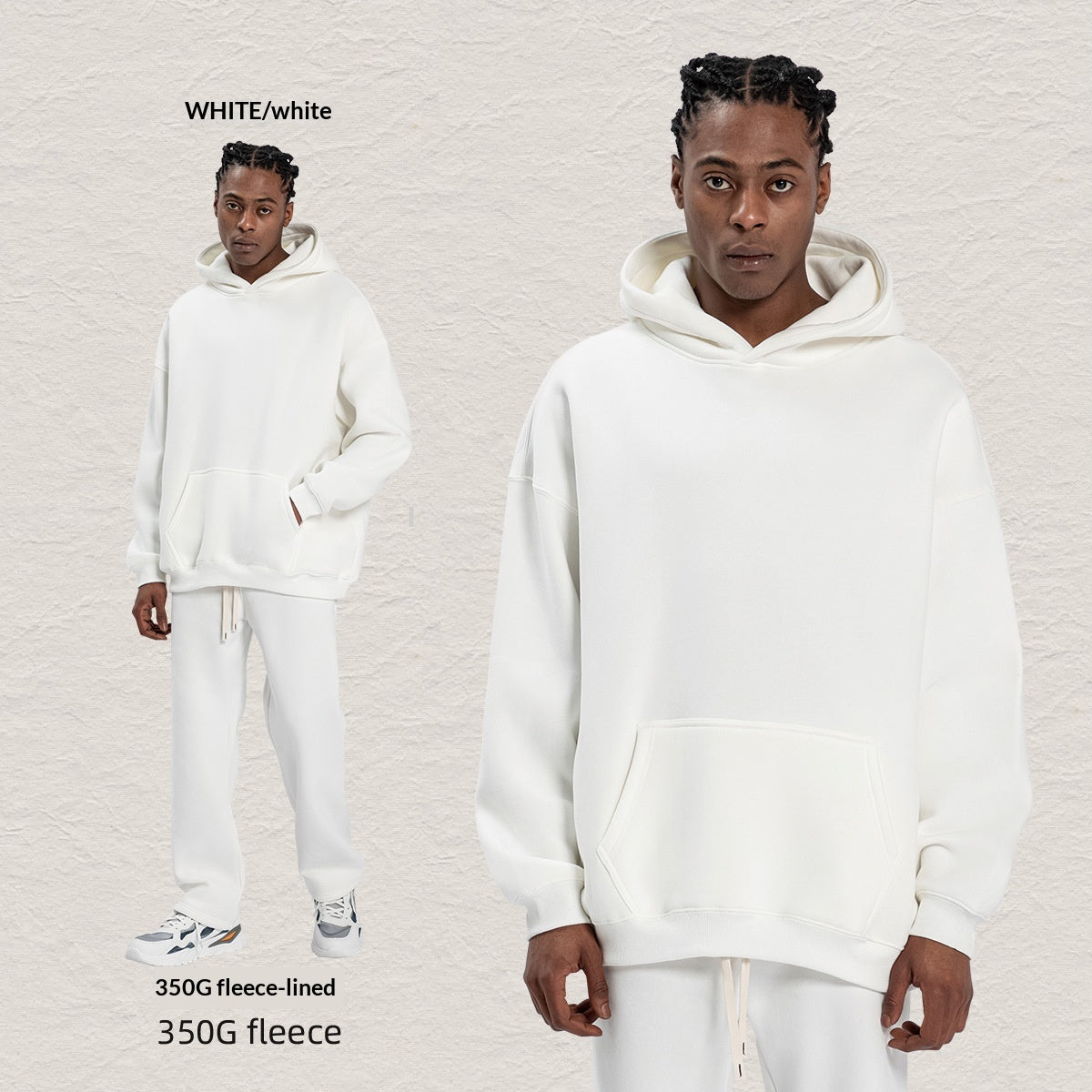 Kapuzen-Sweatshirt-Set, Fleece-gefüttert