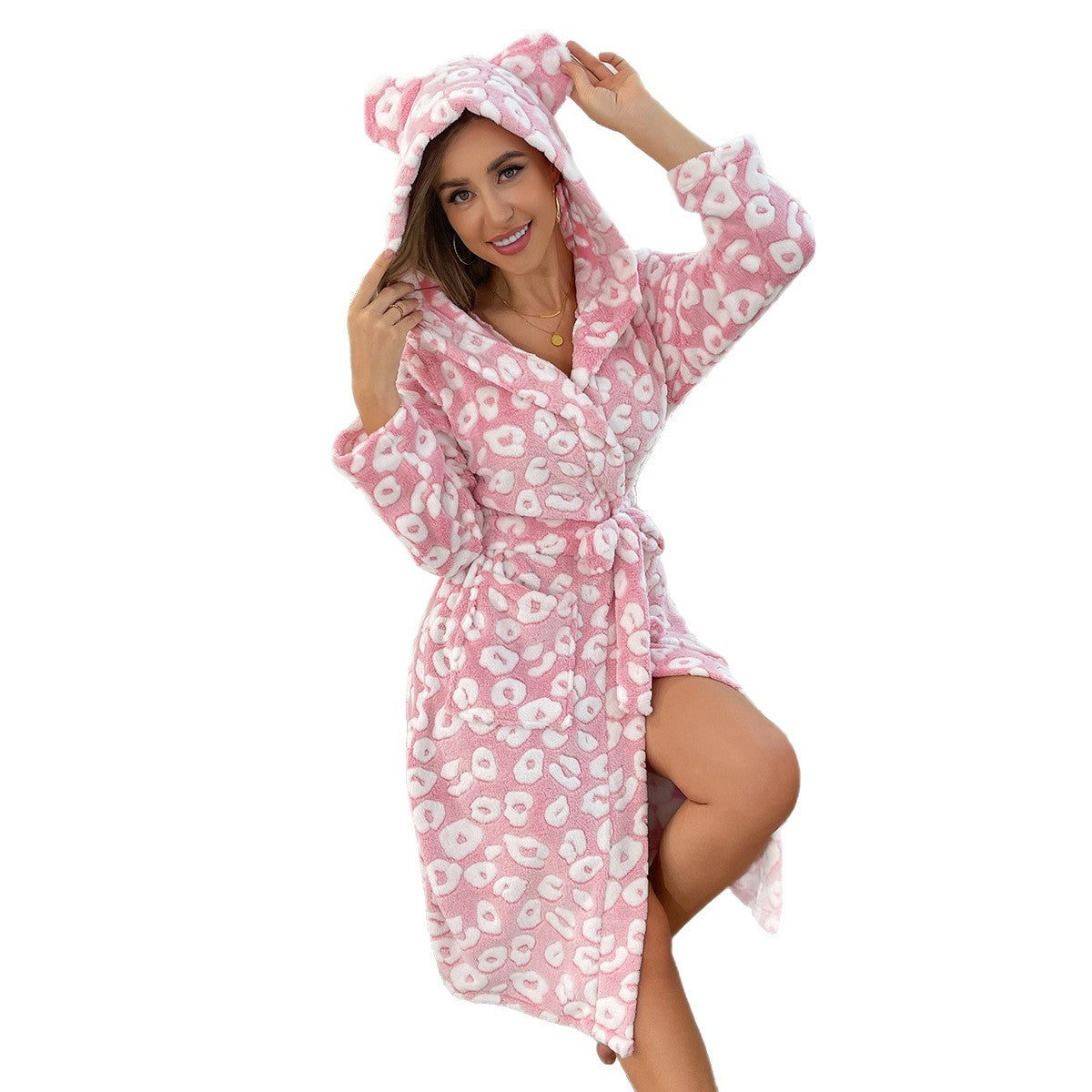 Warmes Fleece Pyjama-Set mit Kapuze