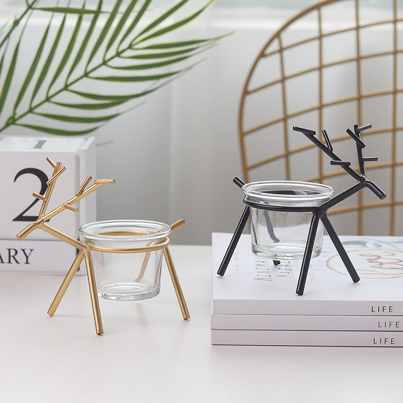 Kerzenhalter aus Schmiedeeisen mit Glas – Bild 3 | LuxeStyle