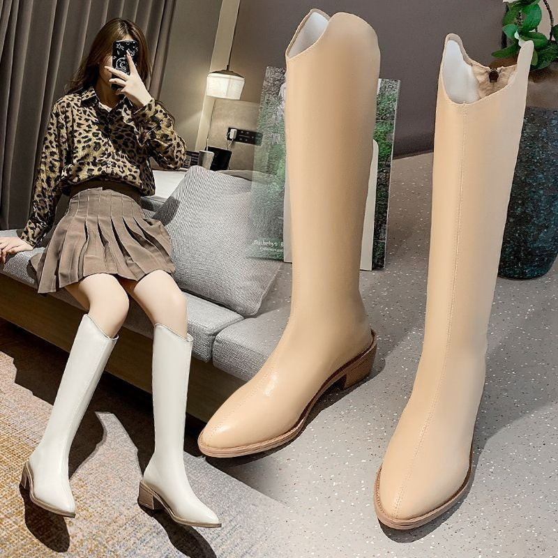 Overknee-Stiefel mit Fleece-Futter und Blockabsatz