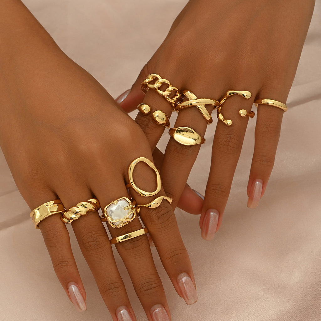 Verstellbares Ring-Set mit geometrischem Design – Ansicht 2