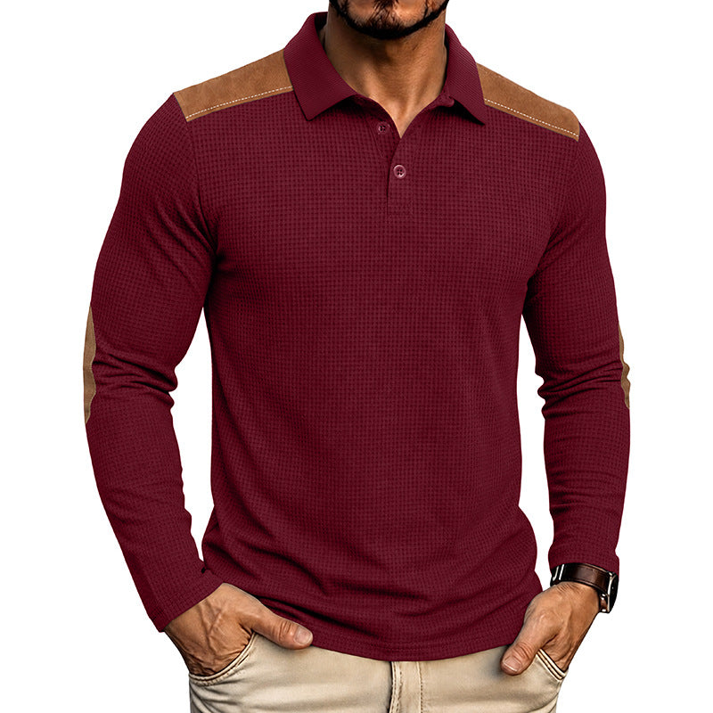 Männliches Langarm-Waffel-Polo-Shirt – Bild 13 | LuxeStyle