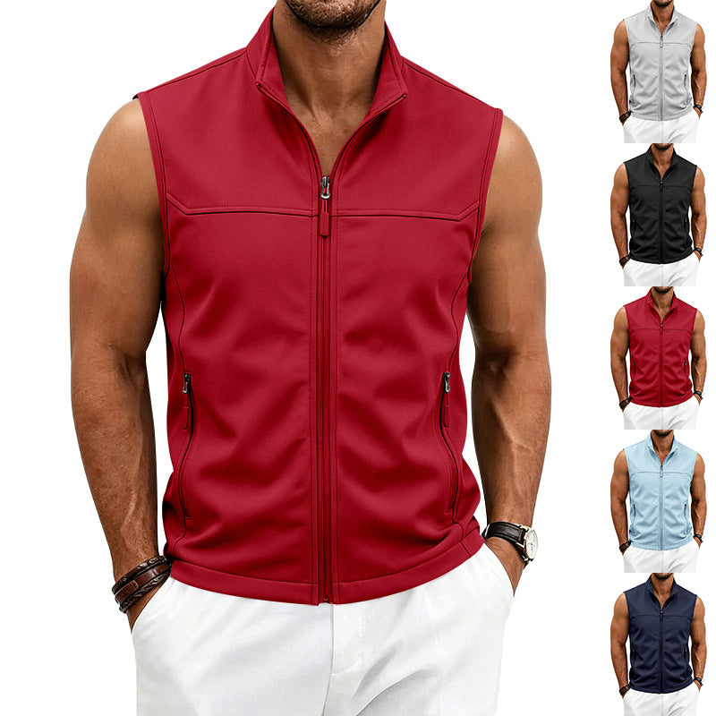 Atmungsaktive Herren-Zip-Weste mit Stehkragen