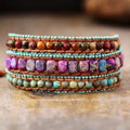 Vintage-Lederarmband mit Jade-Mix | LuxeStyle