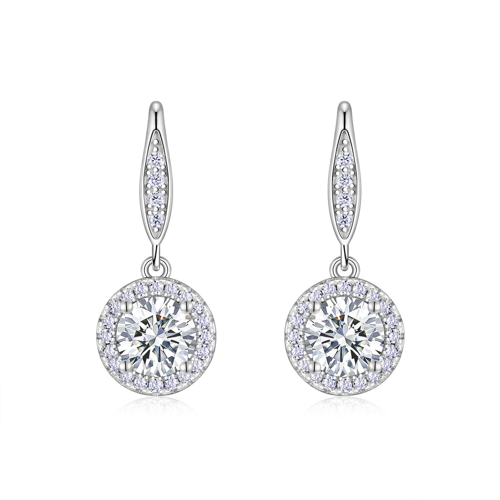 Moissanit-Ohrhänger «Halo» 1 ct · 925 Silber