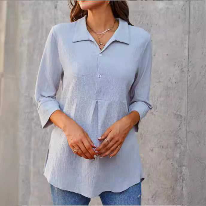 Damen-Shirt mit Reverskragen und Schlitz – Bild 3 | LuxeStyle