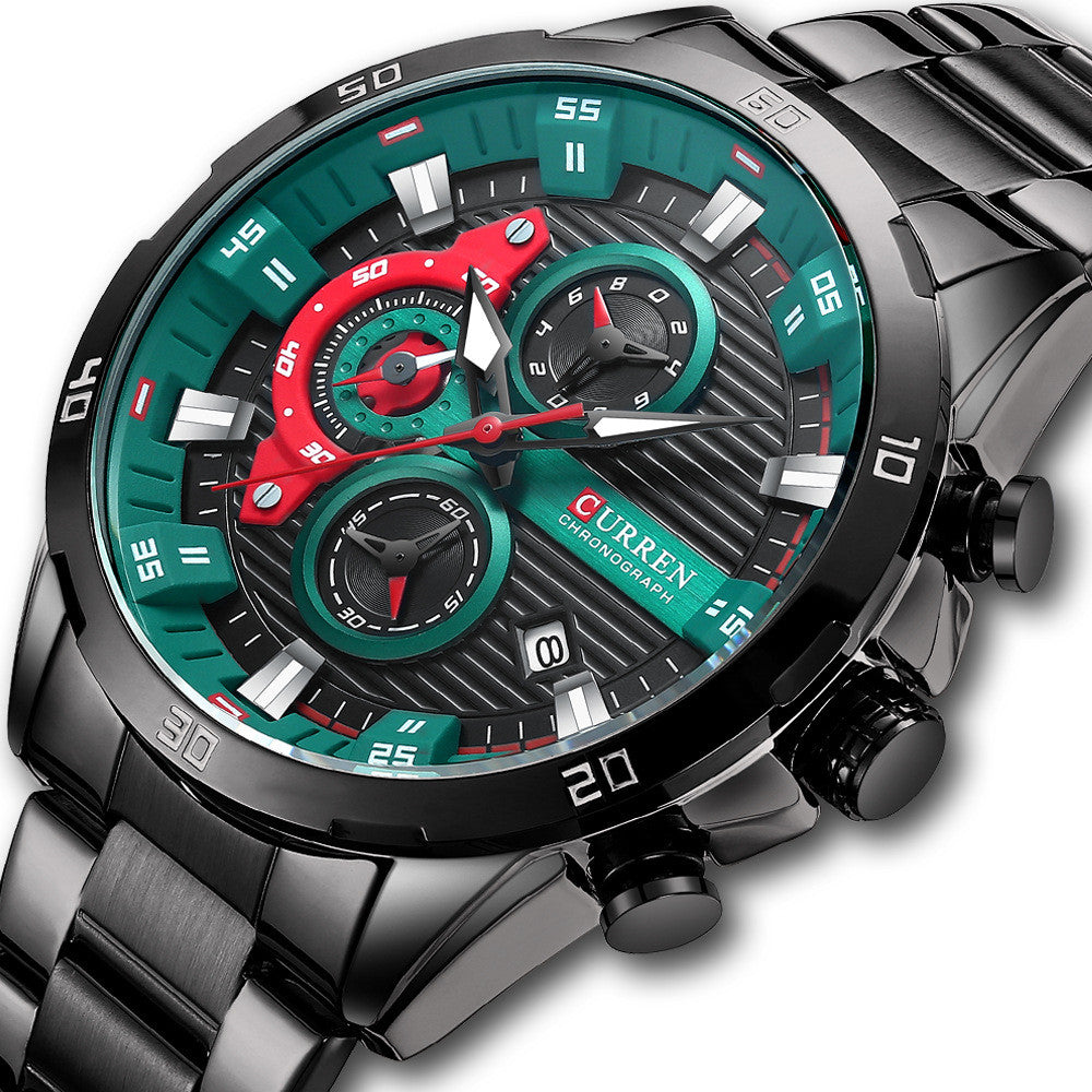 Herrenuhr mit sechs Zeigern, Stahlarmband, Quarz – Bild 6 | LuxeStyle