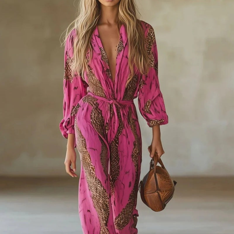 Damen Jumpsuit mit Digitaldruck und langen Hosen