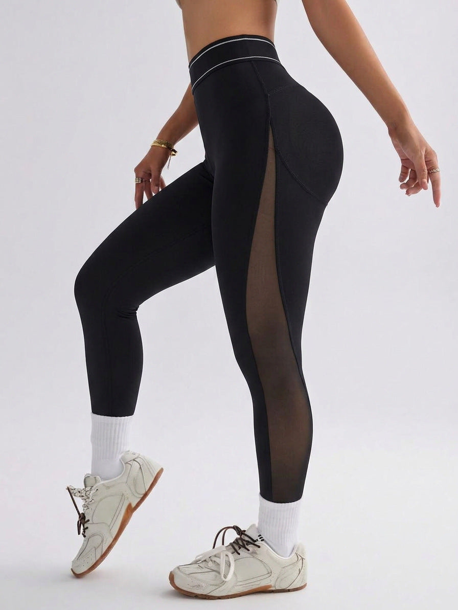 Mesh-Panel Sport Leggings für Damen