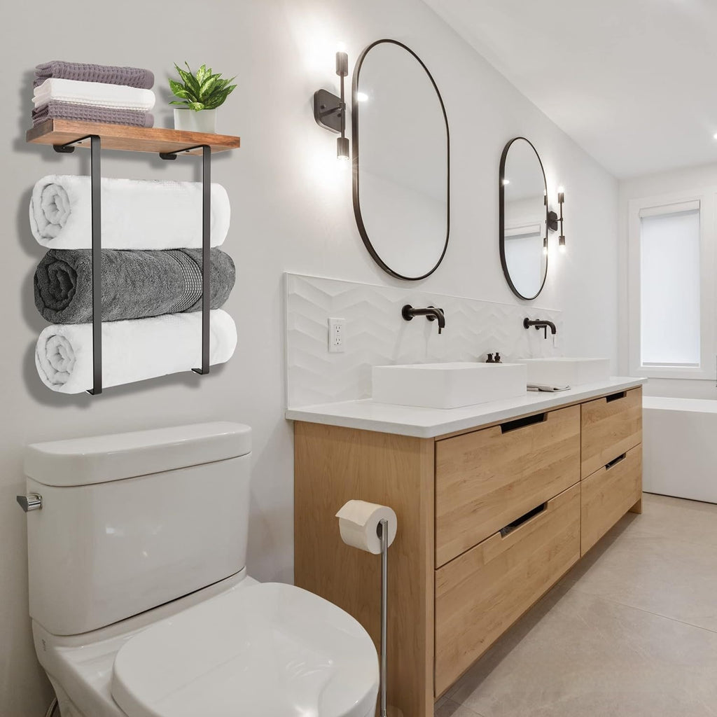Modernes Handtuchregal aus Holz und Metall – Bild 1 | LuxeStyle