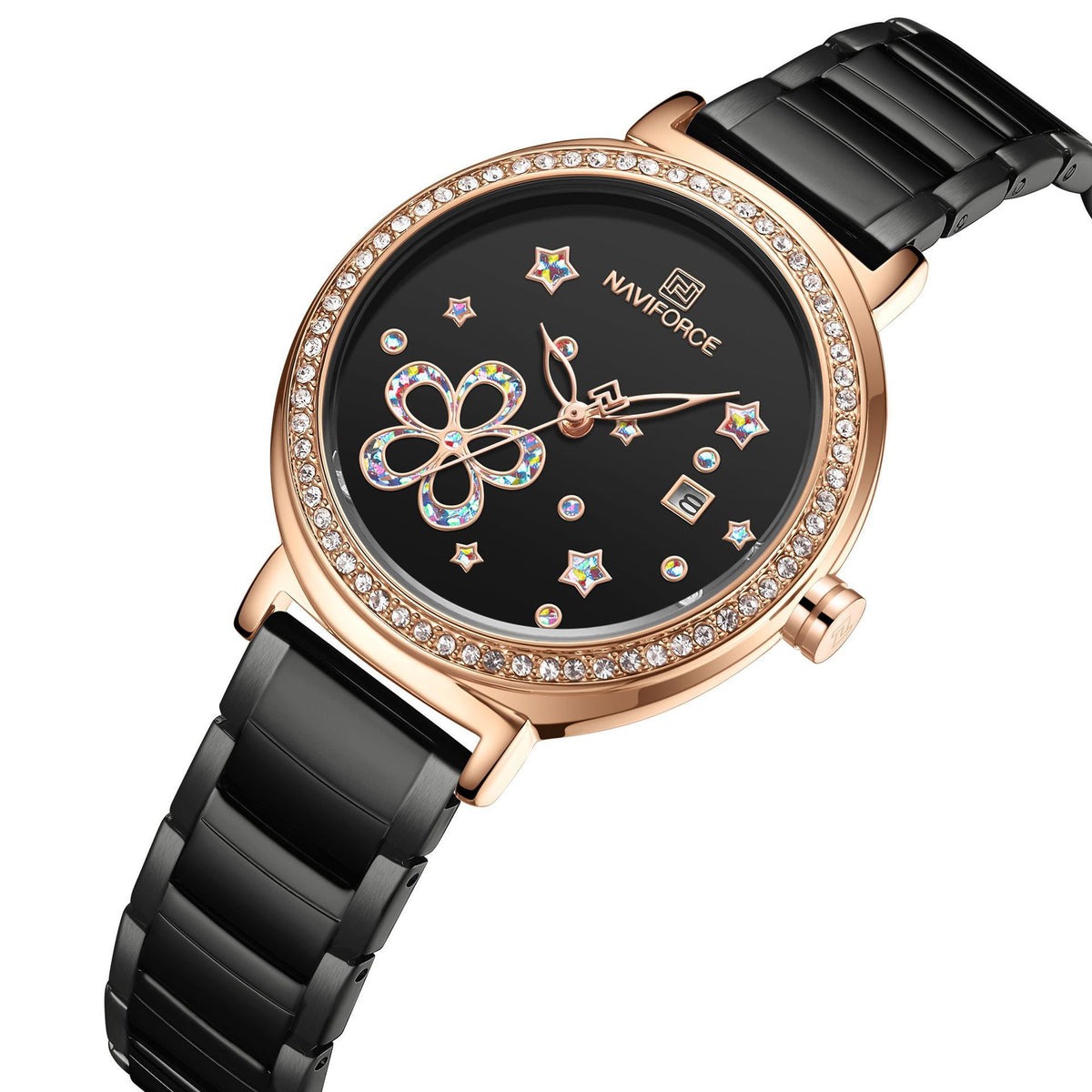 Blumen-Damenuhr aus Edelstahl mit Quarzwerk – Bild 3 | LuxeStyle