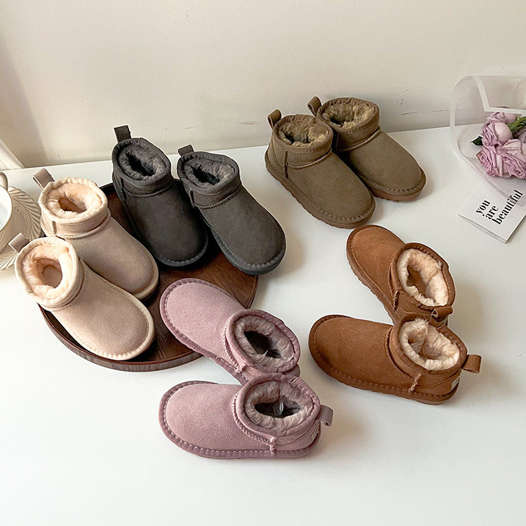 Kinder Winterstiefel aus Leder mit Fell