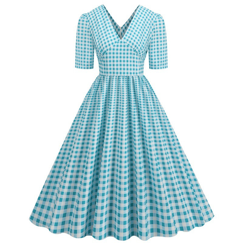 Vintage Maxi-Kleid mit Taillengürtel