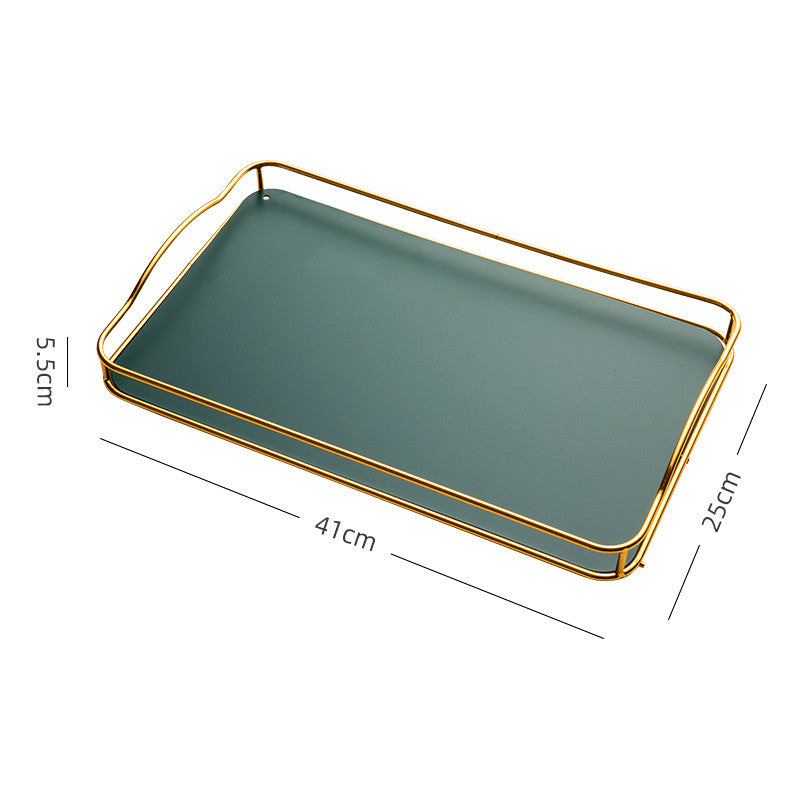 Rechteckiges Tablett mit Goldrand, 41 x 25 cm | LuxeStyle