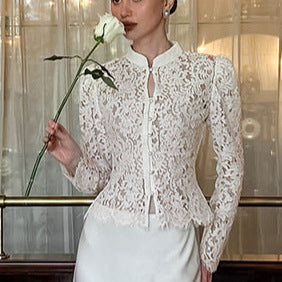 Elegante Jacquard-Strickbluse für Damen