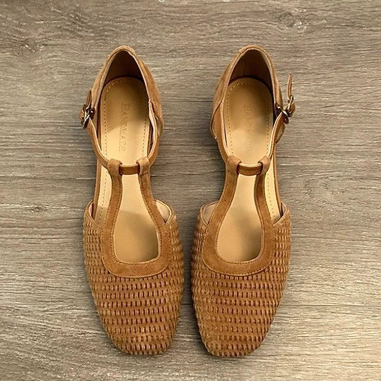 Vintage Blockabsatz-Schuhe mit Webmuster
