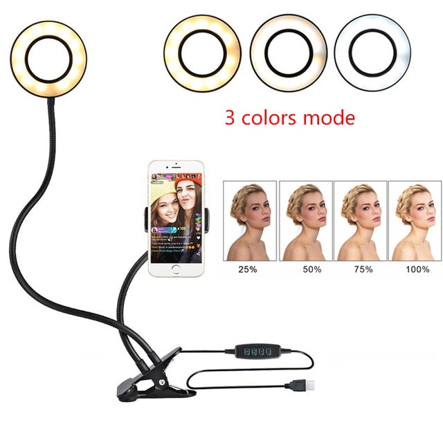 LED Selfie Ringlicht mit Handyhalterung