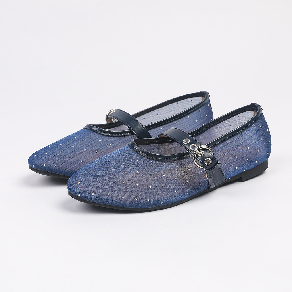 Leopard-Print Mesh Ballerinas