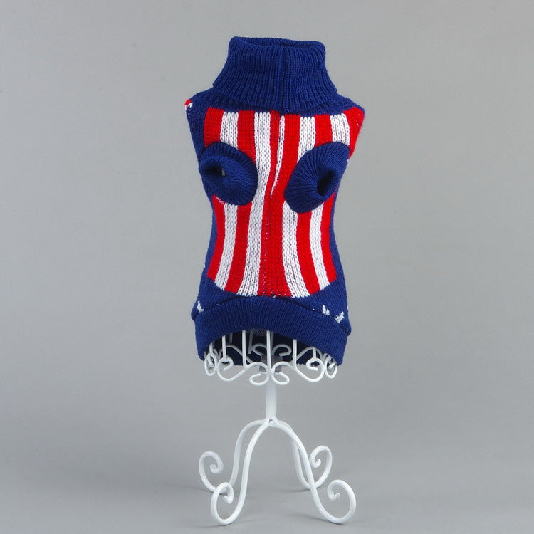 Hundestrickpullover mit Aufdruck, blau | LuxeStyle