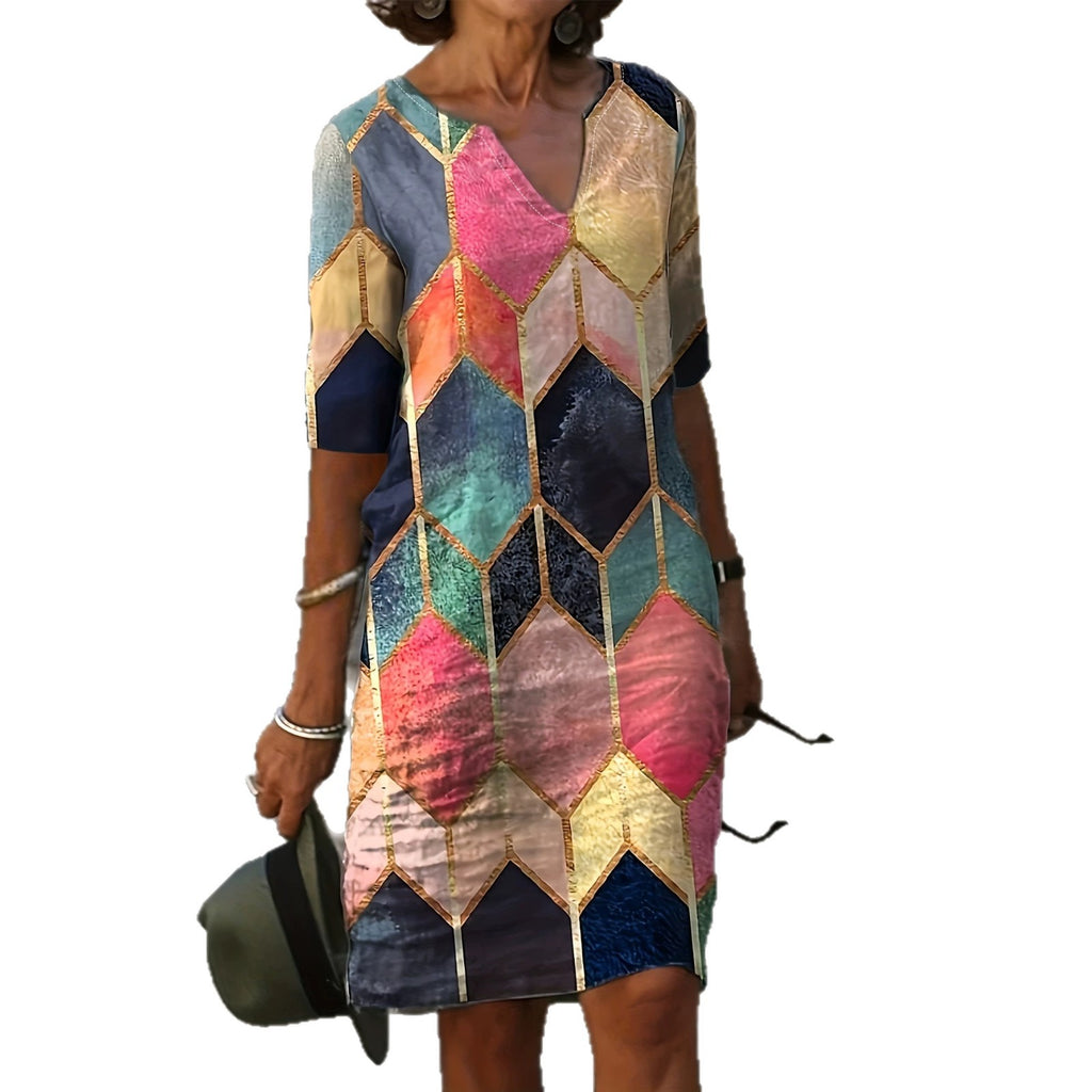 V-Ausschnitt Kleid mit Blumenprint