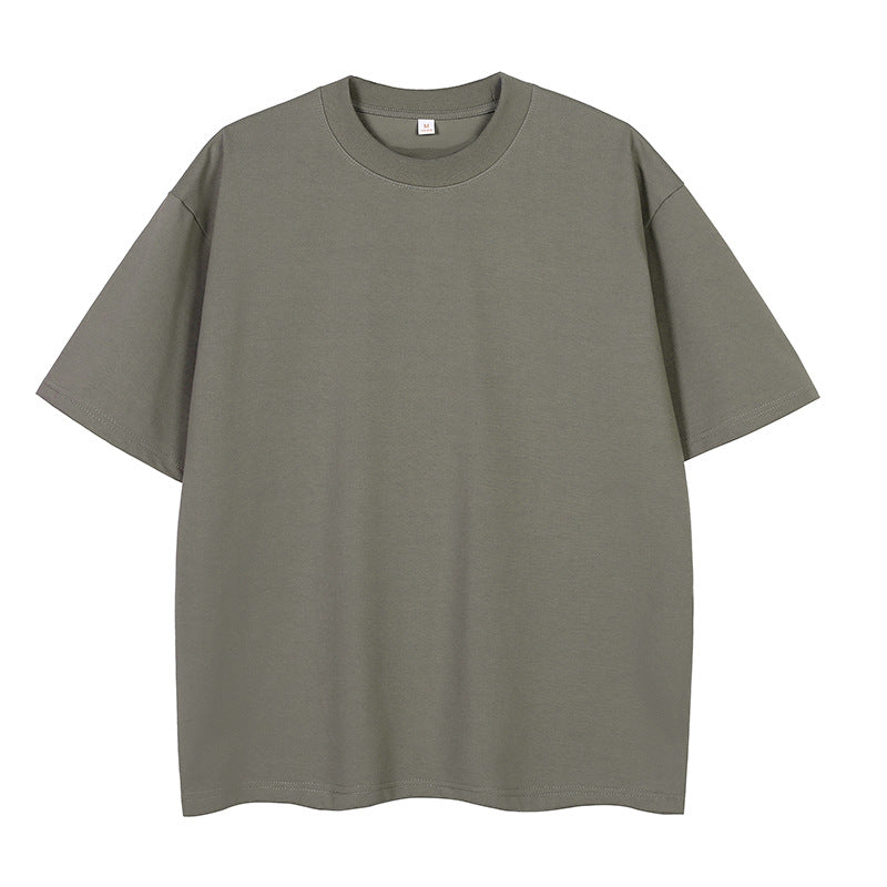 Doppelgarn Kurzarm Baumwoll-T-Shirt