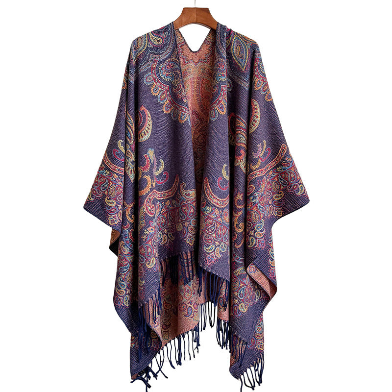Jacquard Cashew Fransen-Schal für Damen