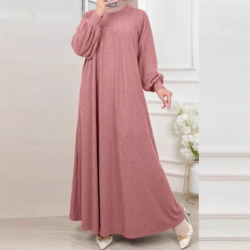 Lässiges Langarm-Kleid mit Rundhals