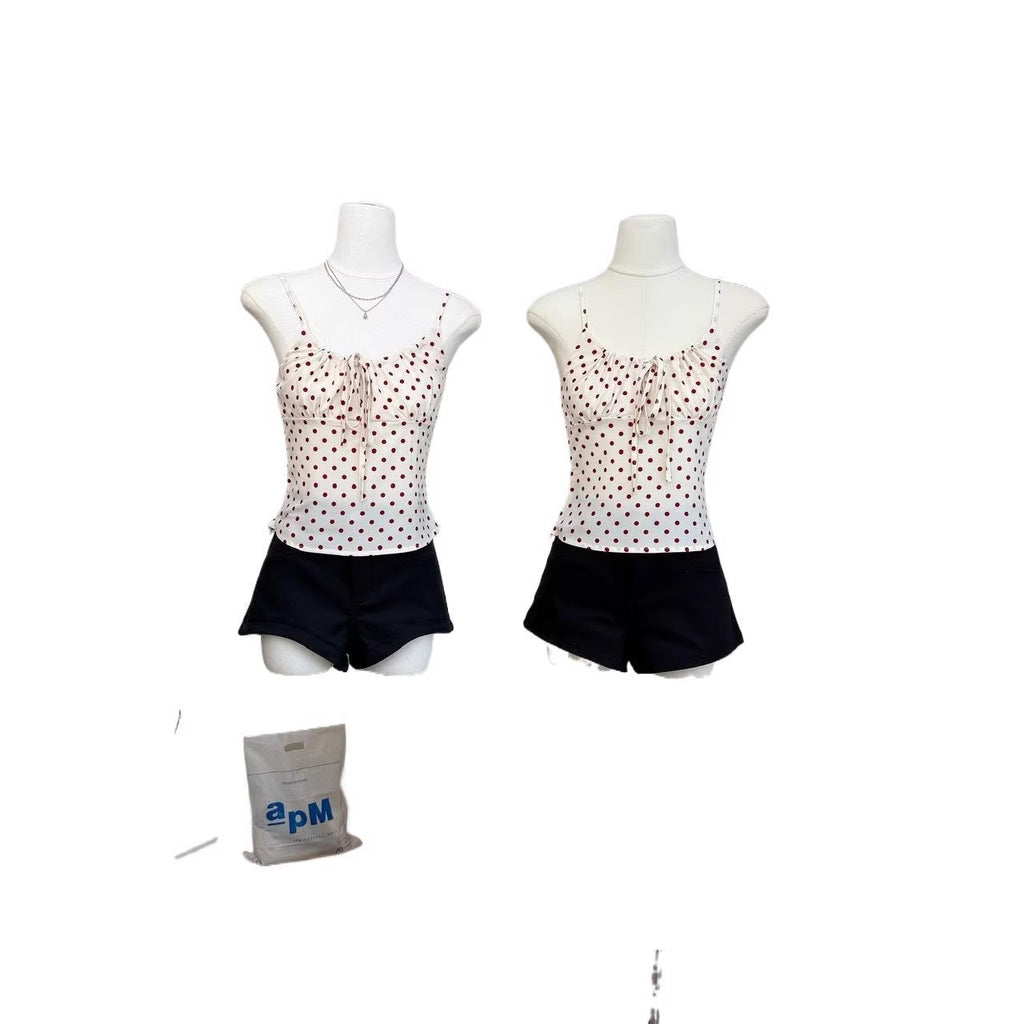 Himbeerrotes Polka-Dot Camisole