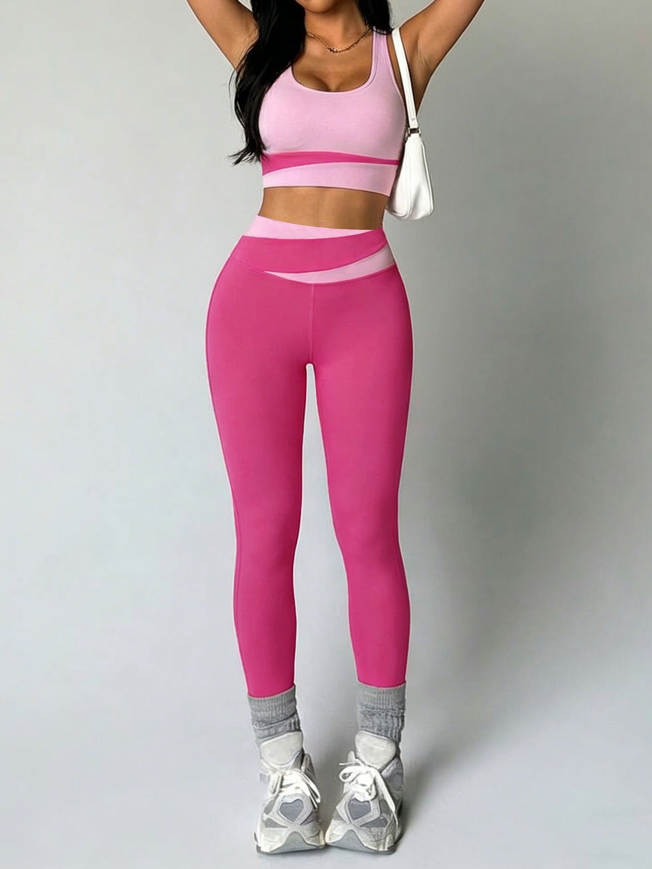 Color-Block Weste & High-Waist Yoga-Hose Set