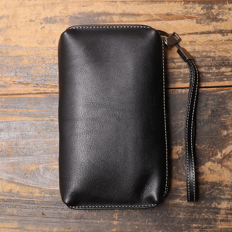 Herren-Leder-Clutch mit Reißverschluss