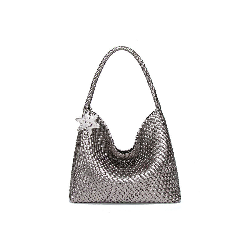 Handgewobene Schultertasche im lässigen Design