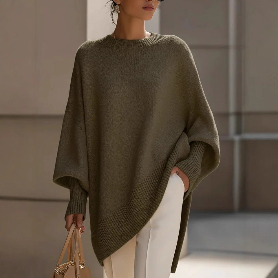 Damen Locker Crew-Neck Strickpullover