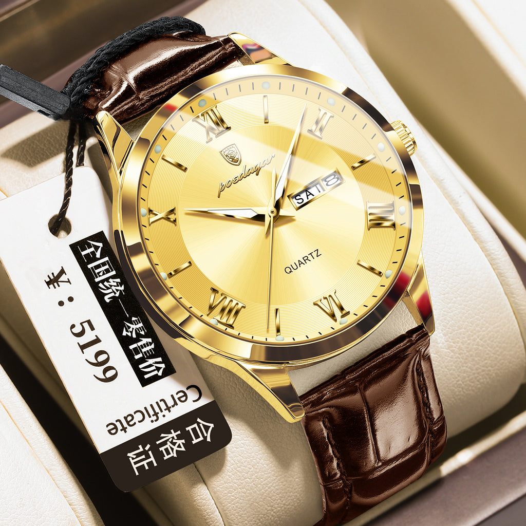 Herren-Armbanduhr mit Kalender und Leuchtzeigern