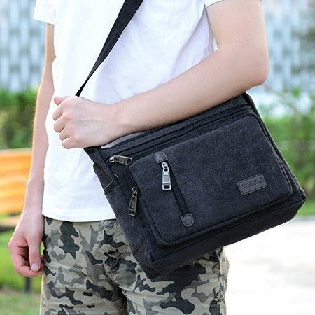 Farbblock Canvas Umhängetasche für Herren – Bild 2 | LuxeStyle