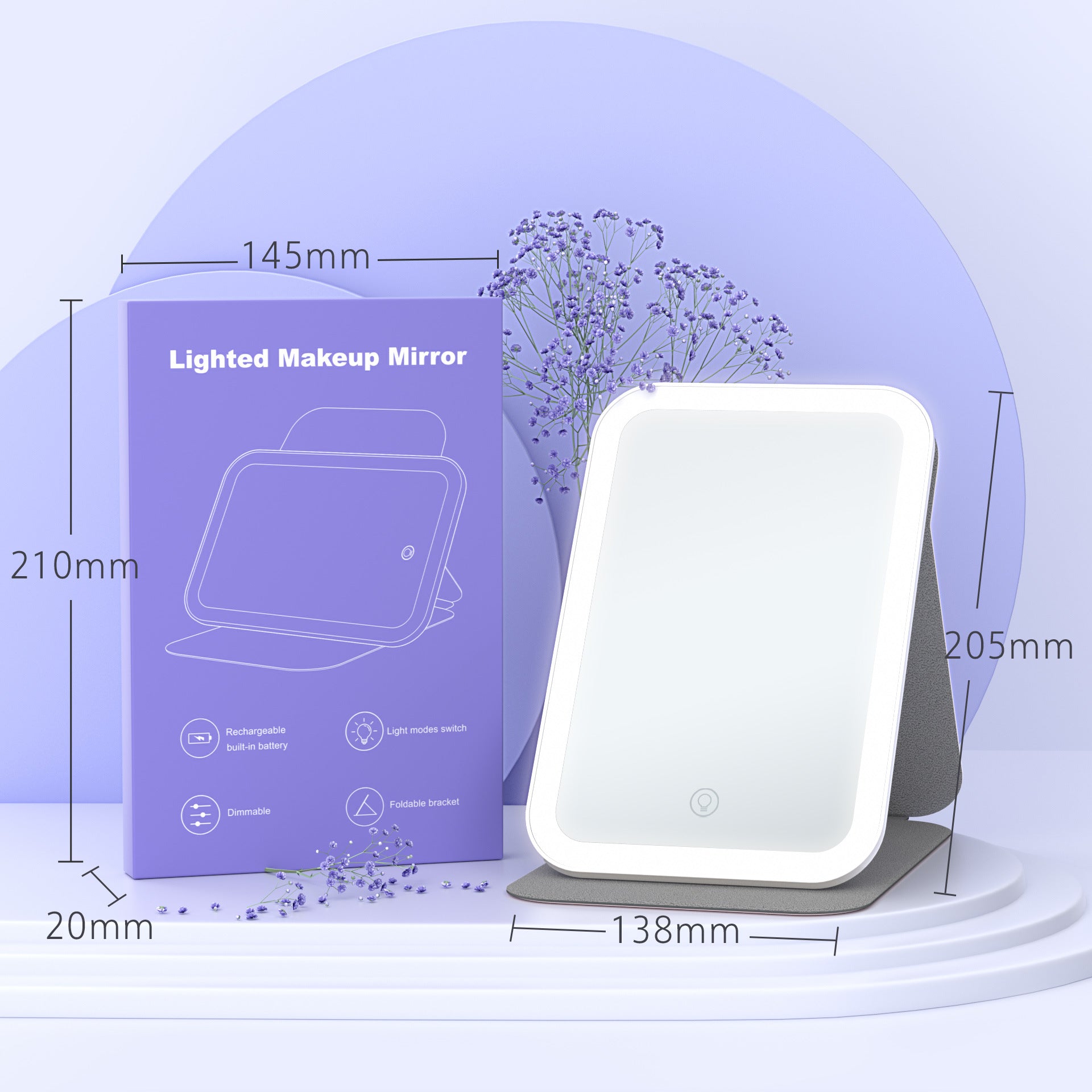 LED Faltbarer Schminkspiegel mit Lederetui