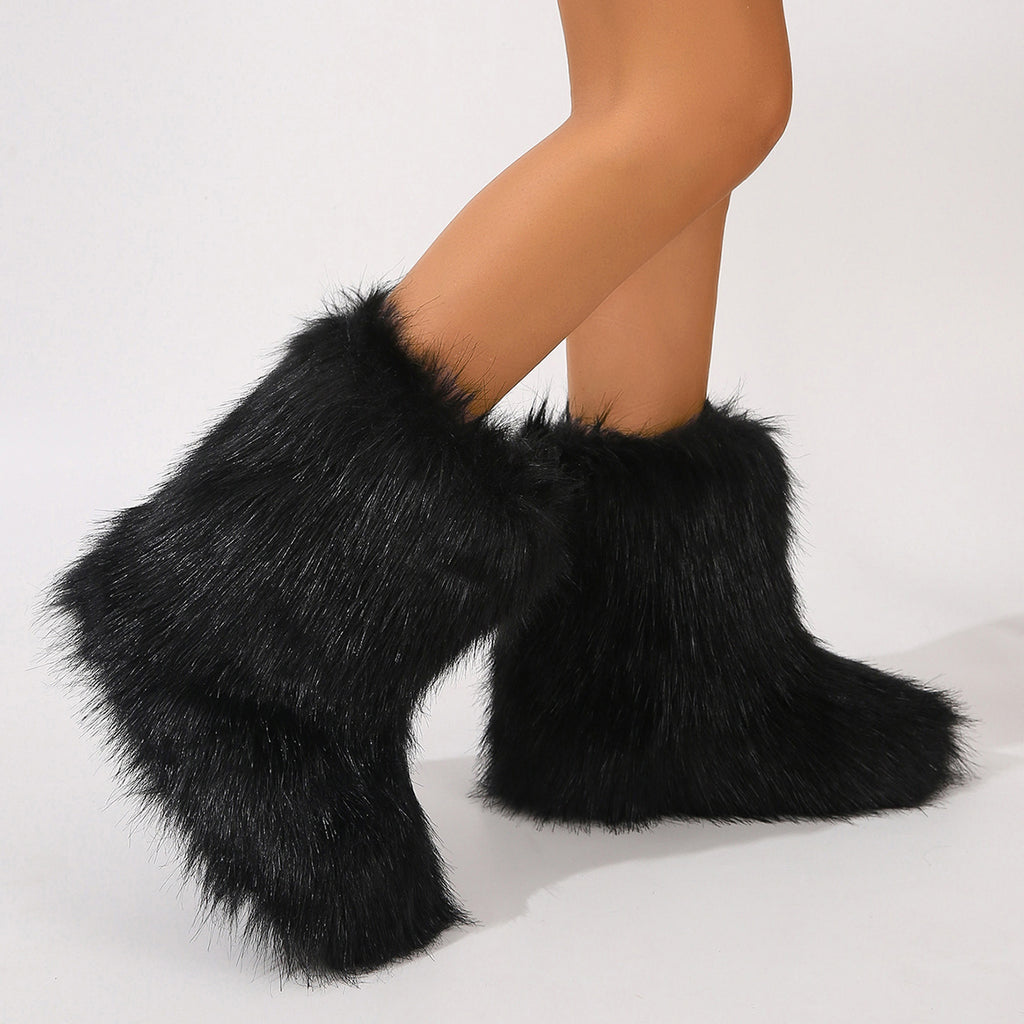Winter Mid-Calf Stiefel aus Faux Fell