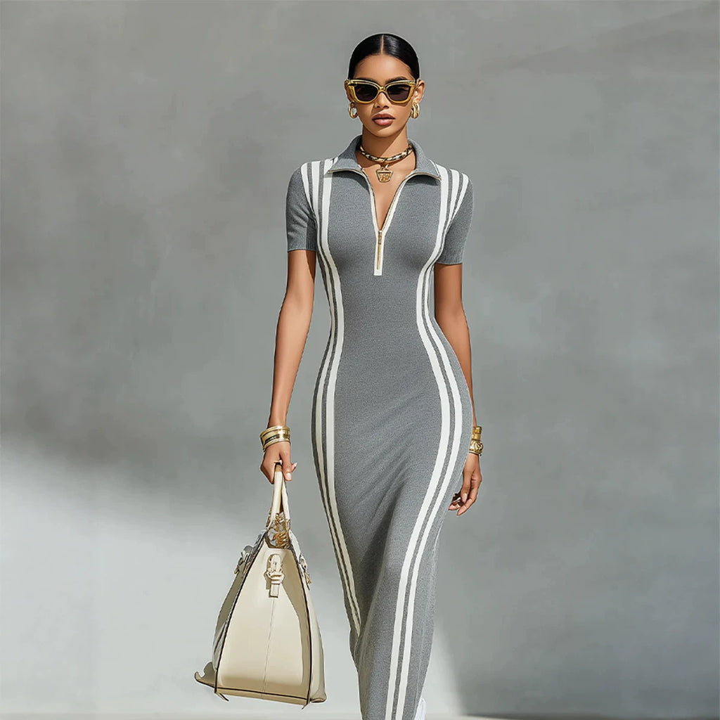 Damenkleid mit Streifenmuster – Bild 3 | LuxeStyle