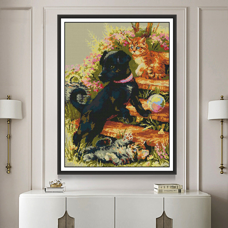 Stickbild "Kleiner schwarzer Hund"