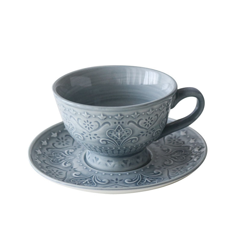 Keramik-Teller mit Tulpenrelief, Nebelblau – Bild 1 | LuxeStyle